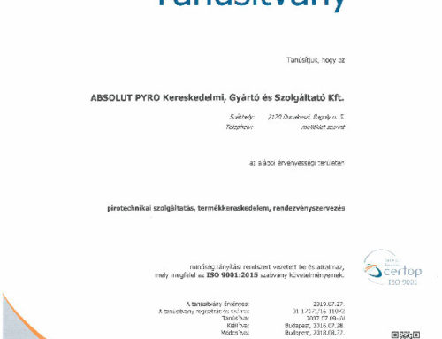 Absolut Pyro ISO 9001:2015 | 2016